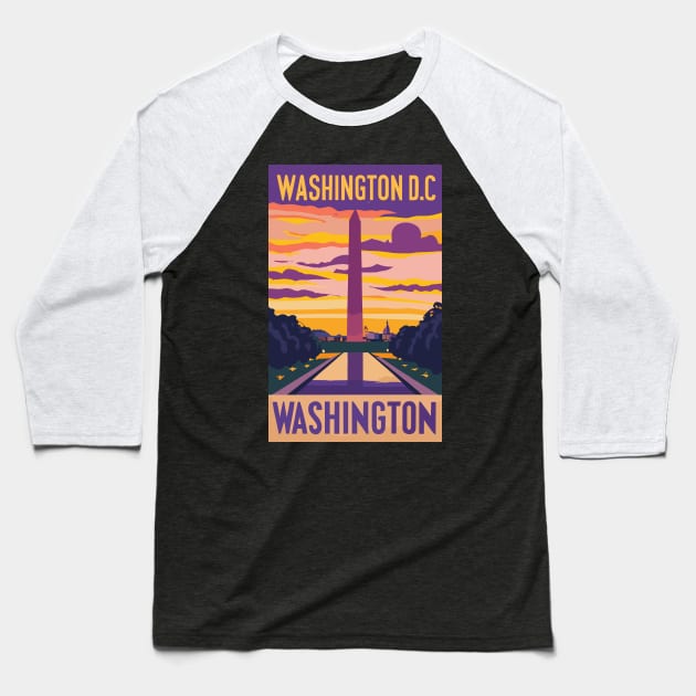 A Vintage Travel Art of Washington DC - US Baseball T-Shirt by goodoldvintage